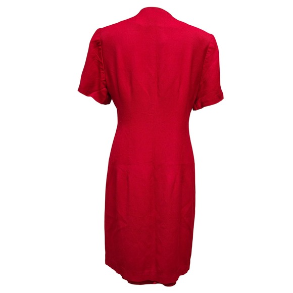 Vintage 90s Jessica Howard Womens Dress Size 8 Red Wrap Midi Sheath Retro‎ - Picture 2 of 10
